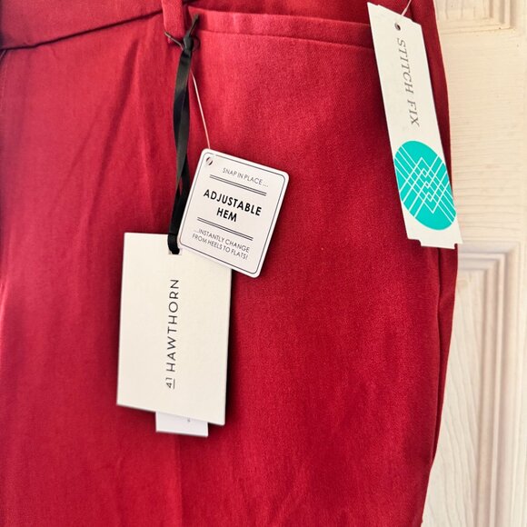 41 Hawthorn Becca Straight Leg Adjustable Hem Pant - Burgundy - Picture 3 of 6